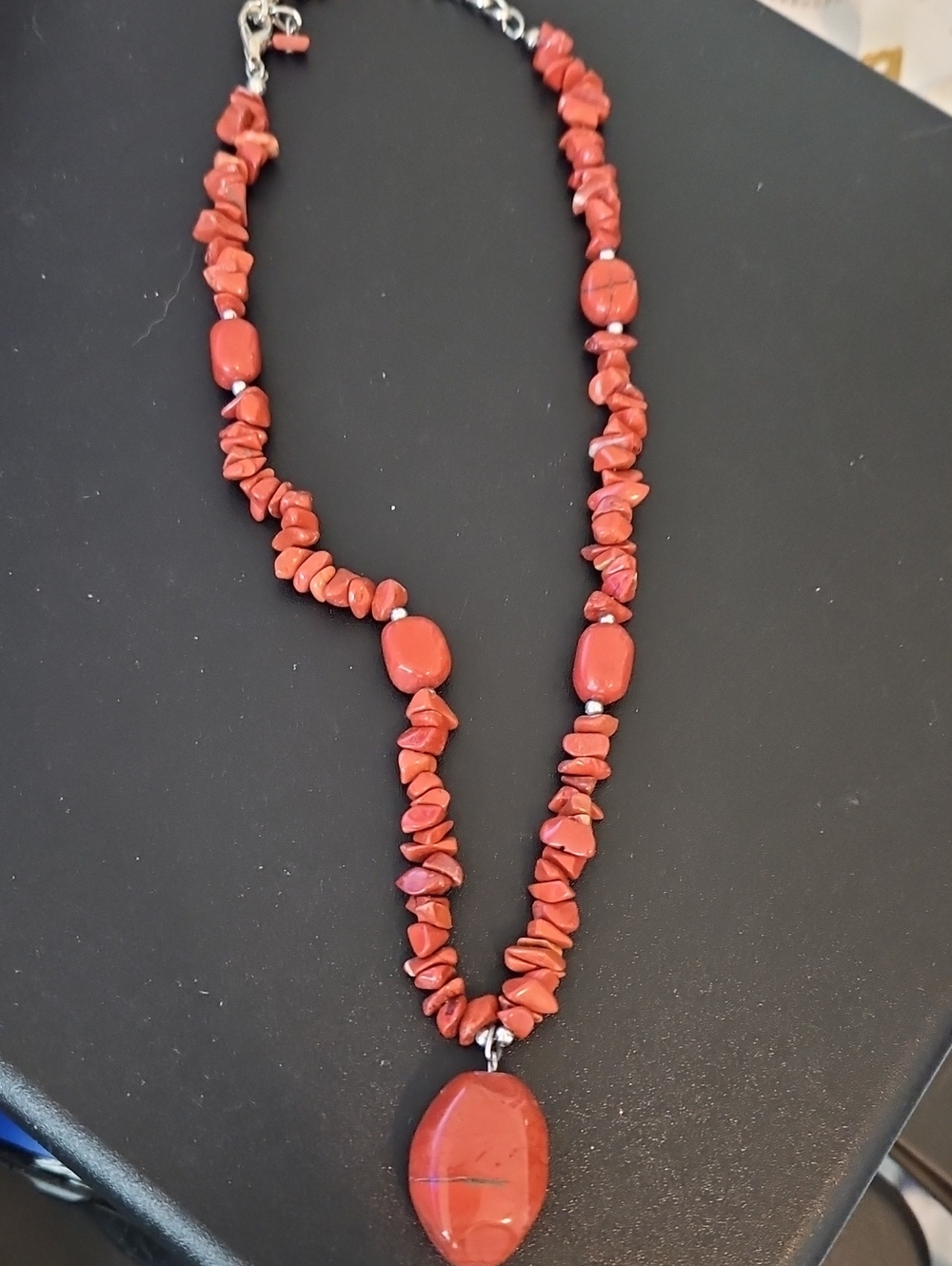 Red Stone Chip Pendant Necklace - Women Jewelry
